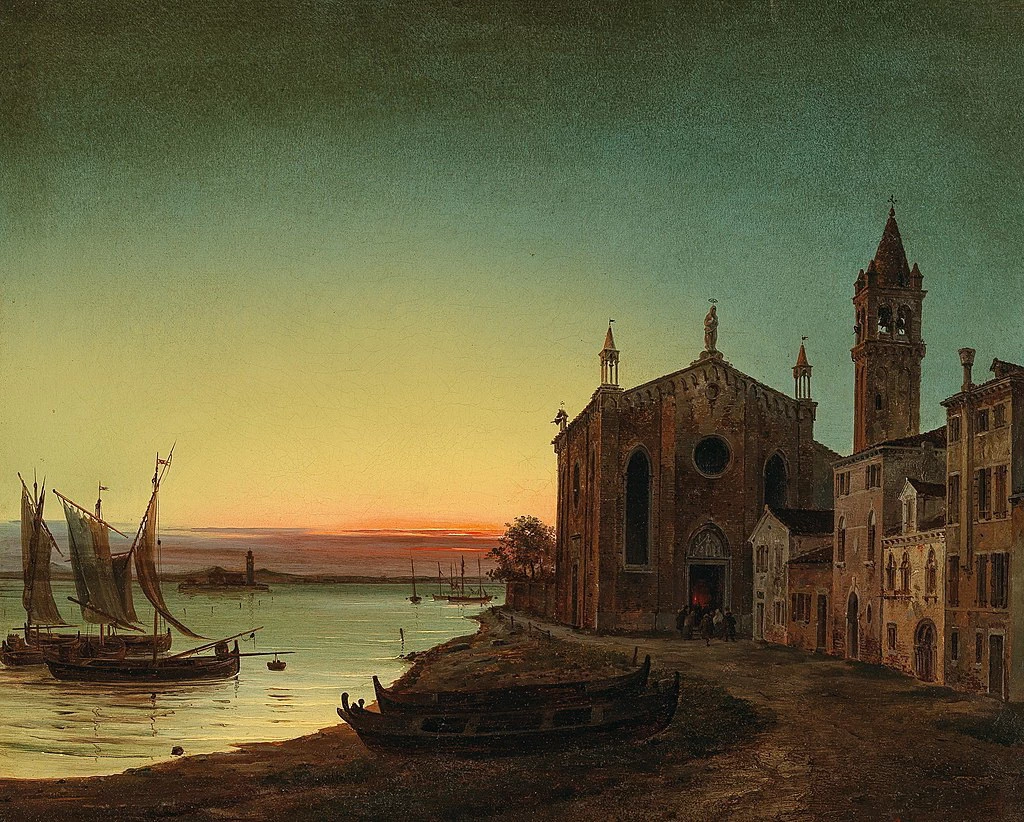 Venezia, la chiesa di Santa Marta al tramonto